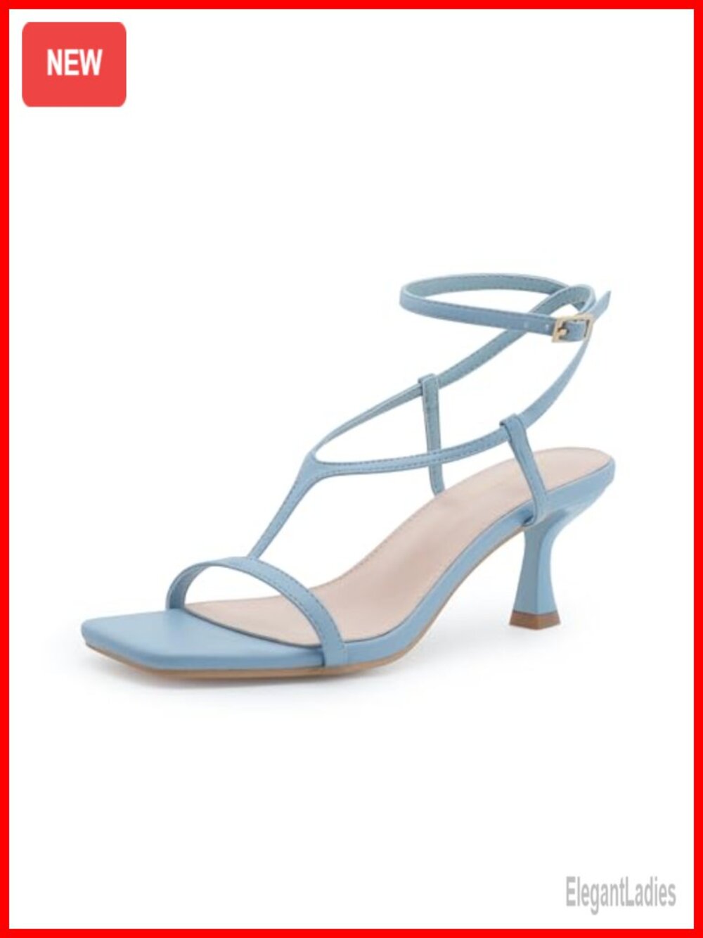 Strappy Kitten Heel Sandals Faux Leather Ankle Strap Dress Heels
